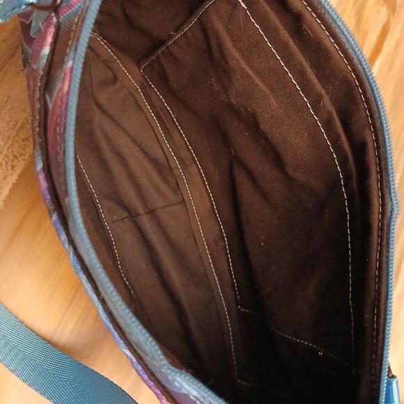 New Canvas Ombre Roses Shoulder Bag Purse Blue Pink Purple Black Tote Handbag - Picture 6 of 6